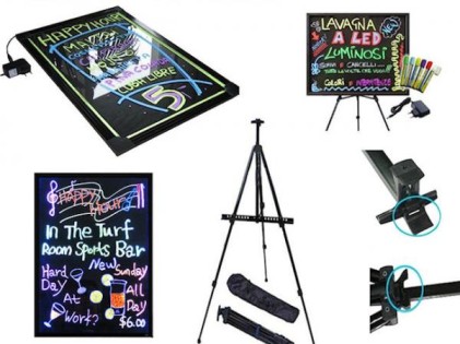 Lavagna luminosa LED color 40x30 cornice multiuso con treppiede e pennarelli per BAR ristoranti