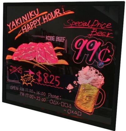 Lavagna luminosa LED color 40x30 cornice multiuso con treppiede e pennarelli per BAR ristoranti