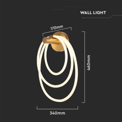 V-TAC Lampada LED da Muro 14W 350*180*500mm in Metallo e Silicone Colore Oro 3000K