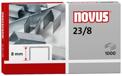 Novus 23/8 Super Scatola da 1000 Graffe 23/8 Zincate per Cucitrici Grosse