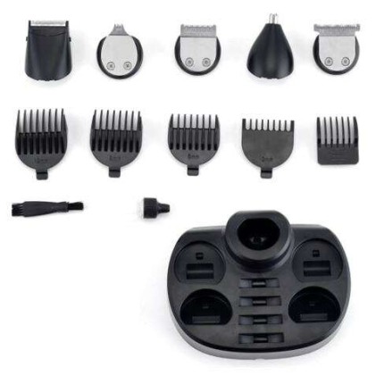 Muvip Tagliacapelli Multifunzione Ricaricabile 5 in 1 - 4 Testine per Diverse Aree - Lame in Acciaio Inox - Pettini di Diverse Lunghezze - Autonomia fino a 45m