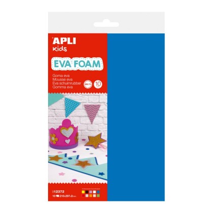 Apli Confezione da 10 gomme EVA multicolore A4 - 2 mm di spessore - impermeabili - termoformabili - colori assortiti