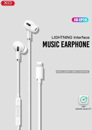 Cuffie intrauricolari XO EP24 con microfono - Controlli via cavo - Collegamento Lightning - Cavo da 1,20 m