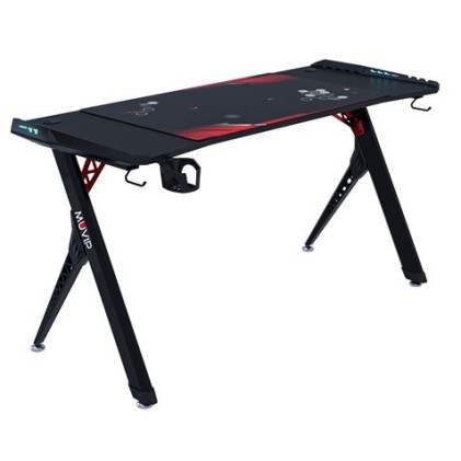 Muvip PRO900 Gaming Table XL Fibra di Carbonio con Illuminazione RGB - Tappetino Gaming 900x566cm - Portabicchieri - Gancio per Cuffie - Misure 140x60x75cm