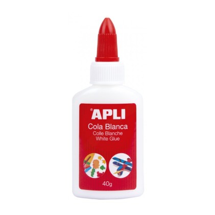 Apli Colla Bianca Liquida 40g - Applicatore a Punta - Privo di Solventi e Atossico - Adatto per Uso Scolastico