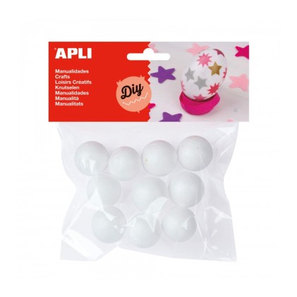 Apli Confezione da 10 Palline Porexpan &Oslash; 25 mm - Colore Bianco