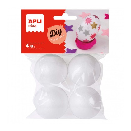 Apli Confezione da 4 Palline Porexpan &Oslash; 45 mm - Colore Bianco