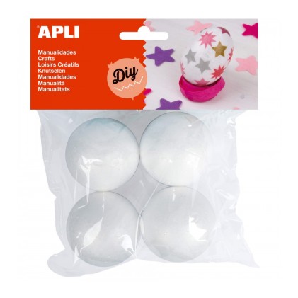 Apli Confezione da 4 Palline Porexpan &Oslash; 50 mm - Colore Bianco