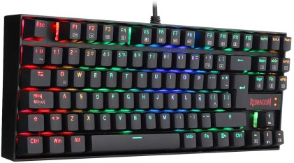Redragon Kumara K552 Tastiera da gioco meccanica TKL USB - Illuminazione RGB - Tasti rossi Outemu - Antighosting - Cavo da 1,80 m