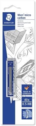 Staedtler Micro Carbon 255 Dispenser di piombo con 40 mine - Mina HB da 0,5 mm - Riempire le mine singolarmente - Resistenza alla rottura - 90% realizzato con materiali naturali