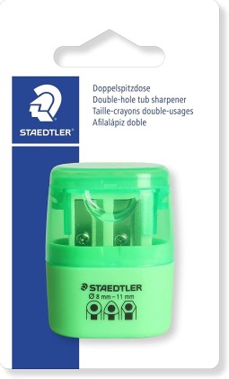 Staedtler Temperamatite Doppio Uso con Deposito - 2 Fori - Da 8.2mm a 10.2mm - Colore Verde Neon