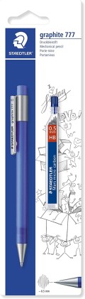 Staedtler Graphite 777 1 portamine 0,5 mm + 1 tubo di mine HB - corpo gommato - guida mina anti-rottura - colori assortiti