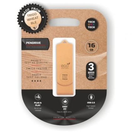 TechOneTech ecoTech Memoria USB 2.0 da 16 GB (Pendrive) - Realizzata con paglia di grano