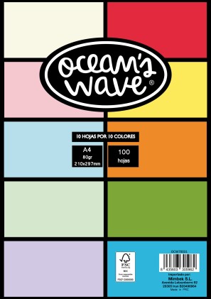 Oceans Wave Confezione da 100 Fogli Colorati A4 80gr - Colori Assortiti
