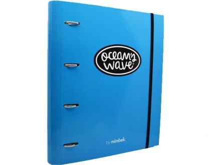 Cartella Oceans in Cartone Resistente alle Onde - 4 Anelli Misti da 40mm - Chiusura in Gomma - Include 100 Fogli a Griglia da 90gr + 20 Omaggio - Divisori in Cartone in 6 Colori - Colore Blu