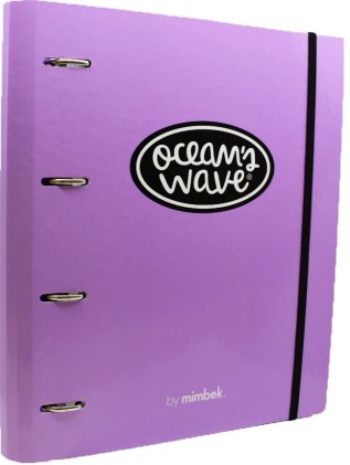 Cartella Oceans in Cartone Resistente alle Onde - 4 Anelli Misti da 40mm - Chiusura in Gomma - Include 100 Fogli a Griglia da 90gr + 20 in Omaggio - Divisori in Cartone in 6 Colori - Colore Viola
