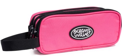 Custodia con cerniera Oceans Wave 3 - Ampia larghezza - Maniglia per il trasporto - Scomparti foderati - Colore fucsia