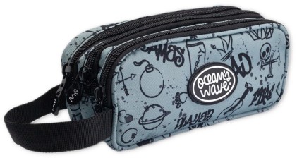 Astuccio con zip Oceans Wave Liam 3 - Ampia larghezza - Maniglia per il trasporto - Scomparti foderati