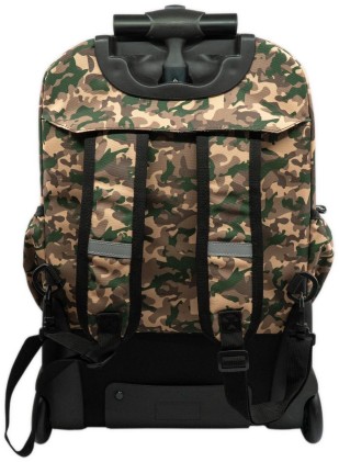 Robusto Zaino Trolley Oceans Wave Earth Camouflage con Ruote - 35 Litri - 3 Tasche con Zip e 2 Tasche Laterali - Maniglia Regolabile in 3 Altezze - Spallacci e Maniglie