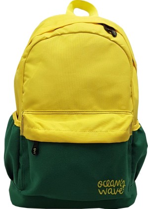 Zaino Oceans Wave Bicolor - 2 Tasche Laterali e Scomparto Porta Computer - Leggero e Impermeabile - Cinghie Riflettenti, Fondo Imbottito e Rinforzato - Colore Giallo/Verde
