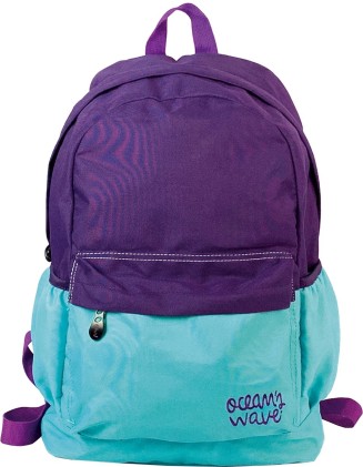 Zaino Oceans Wave Bicolor - 2 Tasche Laterali e Scomparto Porta Computer - Leggero e Impermeabile - Cinghie Riflettenti, Fondo Imbottito e Rinforzato - Colore Viola/Blu