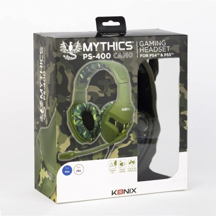 Konix Mythics PS-400 Cuffie da gioco con microfono per PS4 - Altoparlanti da 50 mm - Cuscinetti auricolari imbottiti - Archetto regolabile - Cavo da 1,50 m