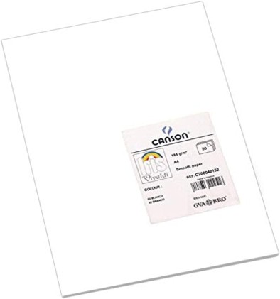 Canson Guarro Confezione da 50 Cartoncini Iris A4 da 185 g - 21x29,7 cm - Colore Bianco