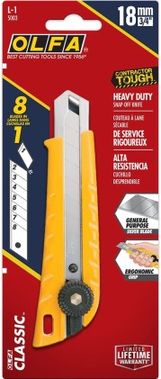 Taglierino Olfa L-1 con chiusura a cricchetto - Manico in plastica - Canale in acciaio inox