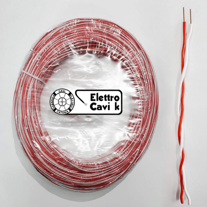 Cavo doppino telefonico 2x05mm in rame, professionale, bipolare 2 poli rosso bianco 250 metri