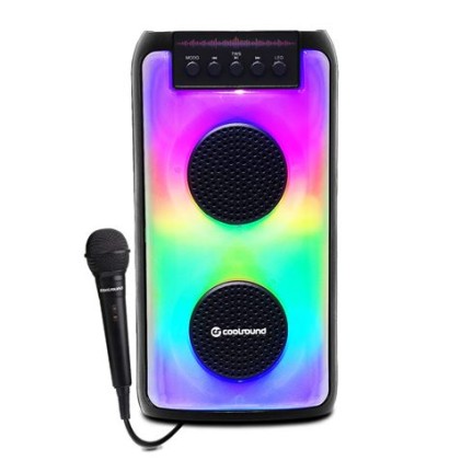 Coolsound Party Boom A370 Altoparlante Bluetooth Portatile 50W 2x 3" - Illuminazione LED - USB, MicroSD, Jack 3.5mm - Batteria 3.7V 1800mAh - Maniglia per il Trasporto - Microfono Incluso