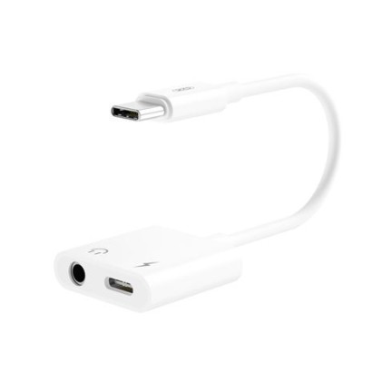 Adattatore XO USB-C maschio a USB-C femmina e mini jack - Supporta la ricarica ordinaria QC e cavo da 5 V / 2 A - 15 cm