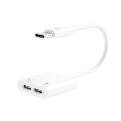 XO USB-C maschio a USB-C femmina di ricarica e adattatore audio USB-C femmina - Supporta la ricarica ordinaria QC e 5 V / 2 A - Cavo da 15 cm