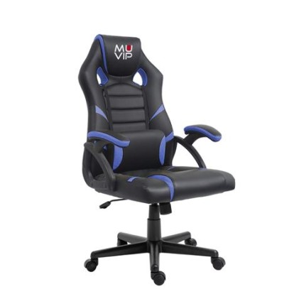 Muvip GM1000 Sedia Gaming - Braccioli Imbottiti - Cuscino Lombare - Altezza Regolabile - Pistone Classe 2 - Sistema di Bloccaggio - Colore Nero/Blu