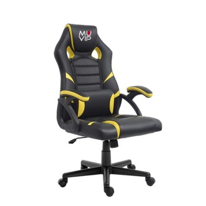Muvip GM1000 Sedia Gaming - Braccioli Imbottiti - Cuscino Lombare - Altezza Regolabile - Pistone Classe 2 - Sistema di Bloccaggio - Colore Nero/Giallo