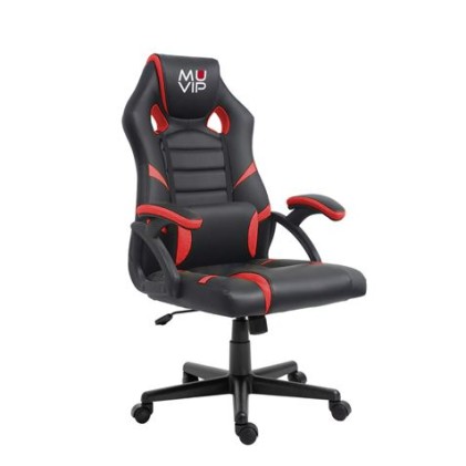 Muvip GM1000 Sedia Gaming - Braccioli Imbottiti - Cuscino Lombare - Altezza Regolabile - Pistone Classe 2 - Sistema di Bloccaggio - Colore Nero/Rosso