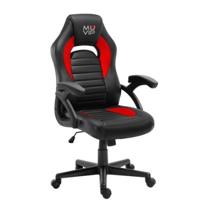 Muvip GM900 Sedia Gaming - Braccioli Imbottiti - Altezza Regolabile - Pistone Classe 2 - Sistema di Bloccaggio - Colore Nero/Rosso