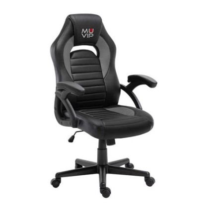 Muvip GM900 Sedia Gaming - Braccioli Imbottiti - Altezza Regolabile - Pistone Classe 2 - Sistema di Bloccaggio - Colore Nero/Grigio