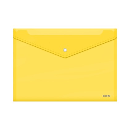 Busta Dohe con Chiusura a Scatto - Folio Plus Size Orizzontale - Polipropilene Cristallo Trasparente 150 Micron - Colore Giallo