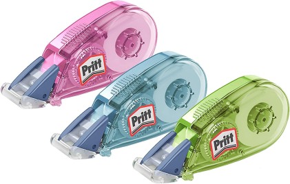 Nastro correttore Pritt Micro Roller 5 mm x 6 m - Applicazione pulita - Preciso - Riciclabile - Colori blu, verde e rosa