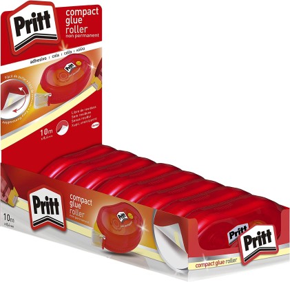 Pritt Micro Roller espositore di 8 nastri correttivi 8,4 mm x 10 m - Adesivo rimovibile - Applicazione pulita - Preciso - Riciclabile