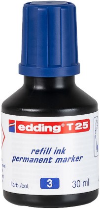 Edding T25 Flacone di ricarica per pennarello indelebile - Capacit&agrave; 30 ml - Colore blu