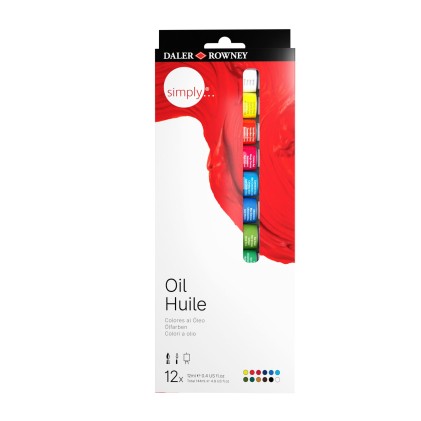 Daler Rowney Simply Confezione da 12 colori ad olio - Eccellente resistenza alla luce - 12 ml - Colori assortiti