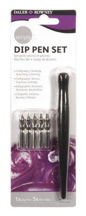 Daler Rowney Simply Confezione da 1 portapenne e 5 pennini - Colore nero