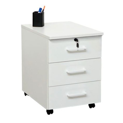 Muvip Cassettiera con 3 Cassetti e Ruote - Colore Bianco