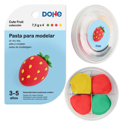Pasta modellabile Dohe Cute Fruit Collection Fragola - Leggera e flessibile - Adatta per bambini dai 3 ai 5 anni