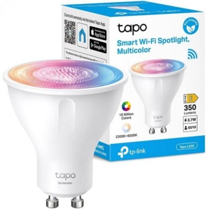 TP-Link Tapo L630 Lampadina Intelligente RGB Wi-Fi Dimmerabile GU10 350lm - Controllo Vocale - Telecomando - Risparmio Energetico