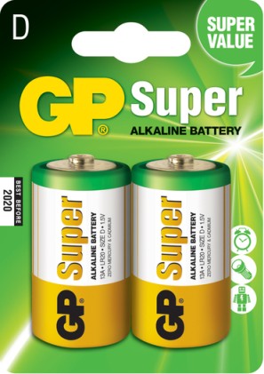 GP Confezione da 2 Batterie Super Alcaline LR20 D 1.5V