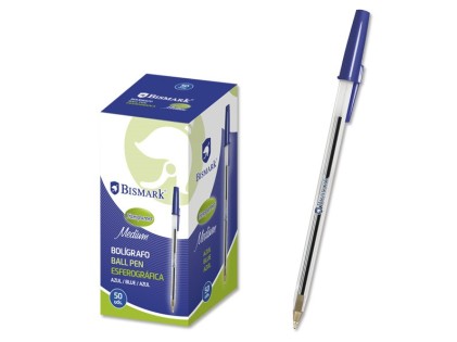 Penna a sfera Bismark - Punta Rotonda - Cappuccio e cappuccio color inchiostro - Colore blu