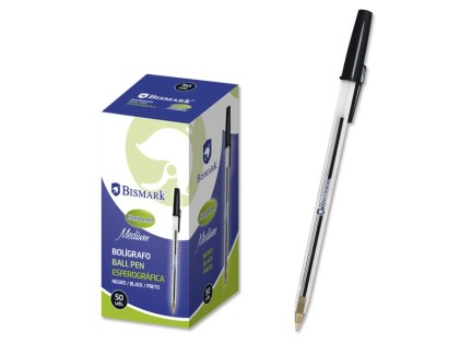 Penna a sfera Bismark - Punta rotonda - Cappuccio e cappuccio color inchiostro - Colore nero