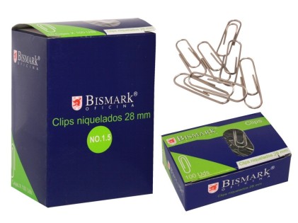 Confezione da 100 clip Bismark Nº1.5 28mm - Nichelato